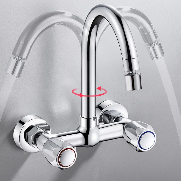 Contemporary Wall Mounted Pot Filler Faucet High Arch Swivel Spout 2 Hole Kitchen Faucet Clearhalo 'Home Improvement' 'home_improvement' 'home_improvement_kitchen_faucets' 'Kitchen Faucets' 'Kitchen Remodel & Kitchen Fixtures' 'Kitchen Sinks & Faucet Components' 'kitchen_faucets' 1200x1200_1227feed-a75c-4095-8e44-8efa84c0dcab