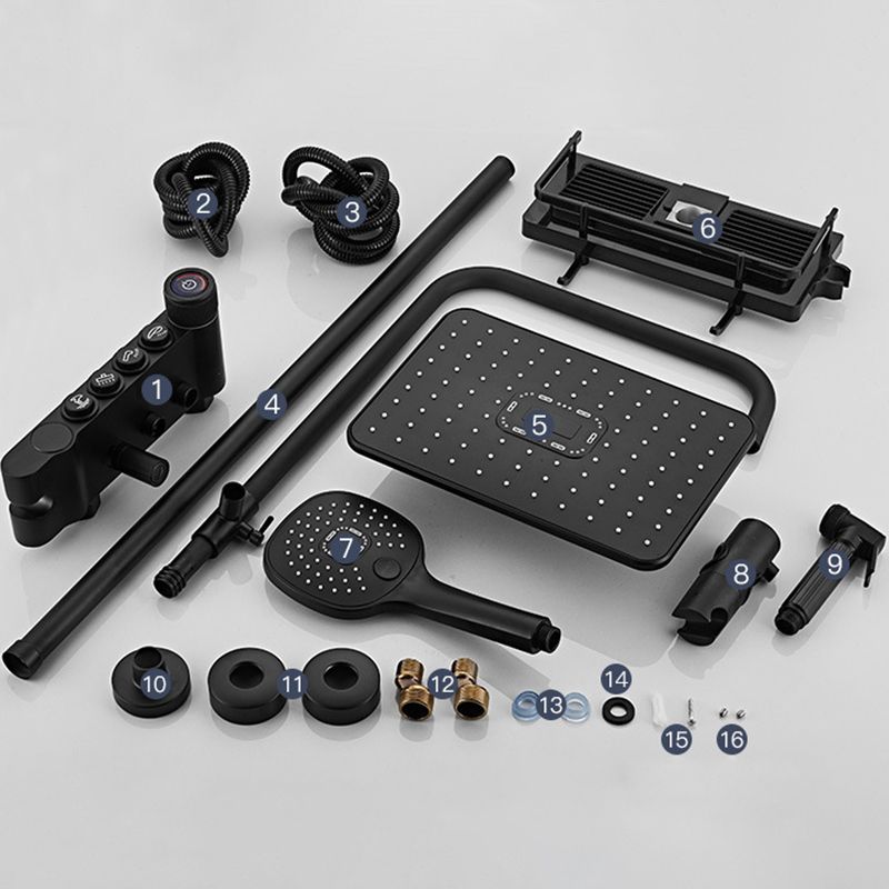 Modern Volume Control Shower Dual Shower Head Square Shower Faucet with Massage Jets Clearhalo 'Bathroom Remodel & Bathroom Fixtures' 'Home Improvement' 'home_improvement' 'home_improvement_shower_faucets' 'Shower Faucets & Systems' 'shower_faucets' 'Showers & Bathtubs Plumbing' 'Showers & Bathtubs' 1200x1200_1228db3d-b773-491e-a798-23554342b472