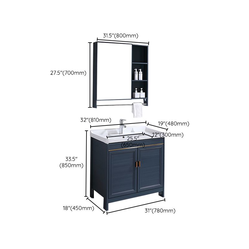 Modern Bathroom Vanity Set Single Freestanding 2 Doors Rectangular Sink Vanity Clearhalo 'Bathroom Remodel & Bathroom Fixtures' 'Bathroom Vanities' 'bathroom_vanities' 'Home Improvement' 'home_improvement' 'home_improvement_bathroom_vanities' 1200x1200_12326654-ccf2-452d-a6d3-c9ce2abd8e73