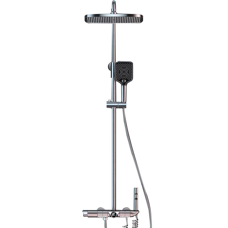 Grey Shower Set Thermostatic Button Intelligent Digital Display Bathroom Rain Shower Head Clearhalo 'Bathroom Remodel & Bathroom Fixtures' 'Home Improvement' 'home_improvement' 'home_improvement_shower_faucets' 'Shower Faucets & Systems' 'shower_faucets' 'Showers & Bathtubs Plumbing' 'Showers & Bathtubs' 1200x1200_126252f5-cf54-4548-ae93-b31d5592b1c5