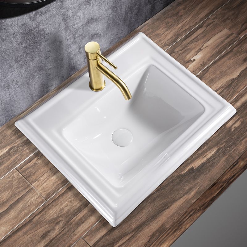 Contemporary Bathroom Sink Porcelain Rectangular Drop-in Bathroom Sink with Pop-Up Drain Clearhalo 'Bathroom Remodel & Bathroom Fixtures' 'Bathroom Sinks & Faucet Components' 'Bathroom Sinks' 'bathroom_sink' 'Home Improvement' 'home_improvement' 'home_improvement_bathroom_sink' 1200x1200_1267b2ee-bd55-4d35-96ae-86b9b8e079f3