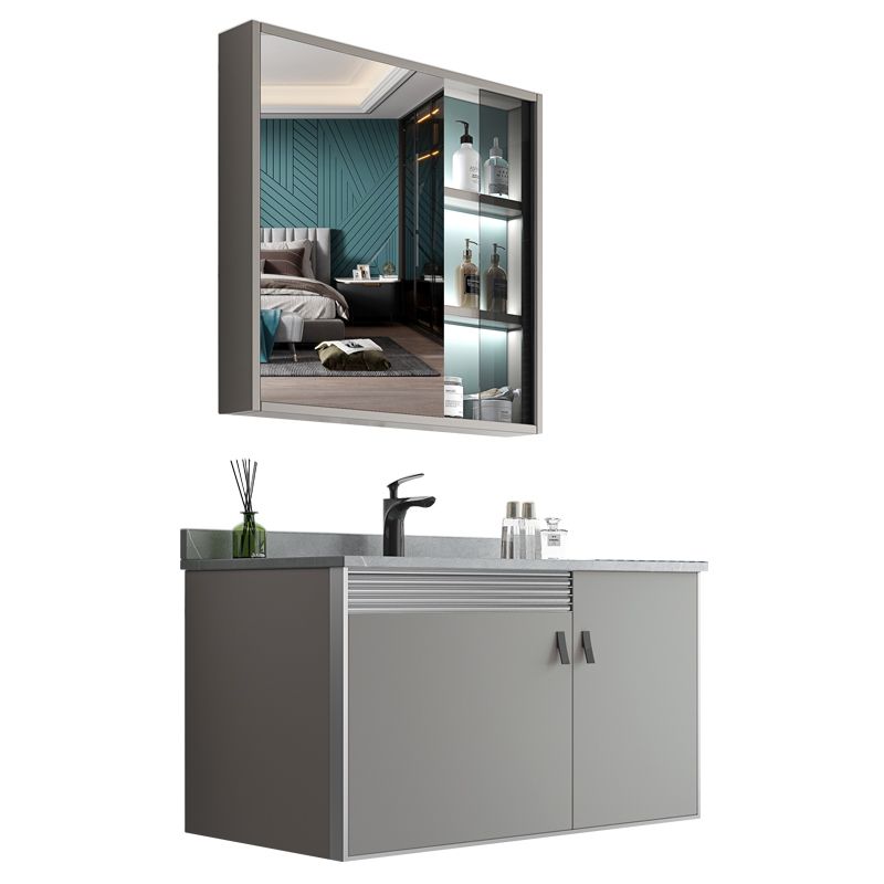Metal Base Sink Vanity Modern Wall Mount Gray Single-Sink Rectangular Vanity Set Clearhalo 'Bathroom Remodel & Bathroom Fixtures' 'Bathroom Vanities' 'bathroom_vanities' 'Home Improvement' 'home_improvement' 'home_improvement_bathroom_vanities' 1200x1200_126adacc-a539-4819-a8d3-2c4206321432