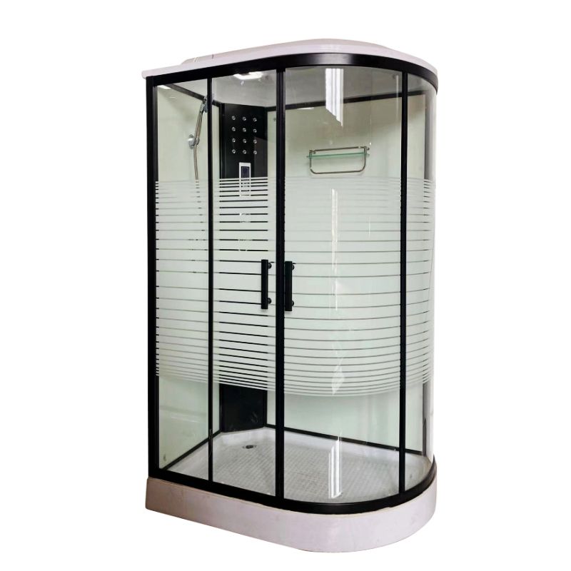 Modern Black Shower Stall Shower System Clear Glass Sliding Door Shower Enclosure Clearhalo 'Bathroom Remodel & Bathroom Fixtures' 'Home Improvement' 'home_improvement' 'home_improvement_shower_stalls_enclosures' 'Shower Stalls & Enclosures' 'shower_stalls_enclosures' 'Showers & Bathtubs' 1200x1200_12713eae-a103-41ba-aa15-4b3213d148ef