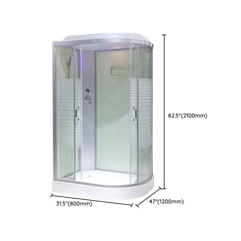 Double Sliding Rounded Shower Stall Tempered Glass Shower Stall with Hand Shower Clearhalo 'Bathroom Remodel & Bathroom Fixtures' 'Home Improvement' 'home_improvement' 'home_improvement_shower_stalls_enclosures' 'Shower Stalls & Enclosures' 'shower_stalls_enclosures' 'Showers & Bathtubs' 1200x1200_12724e65-b320-40b9-a5fe-c20d328945d9