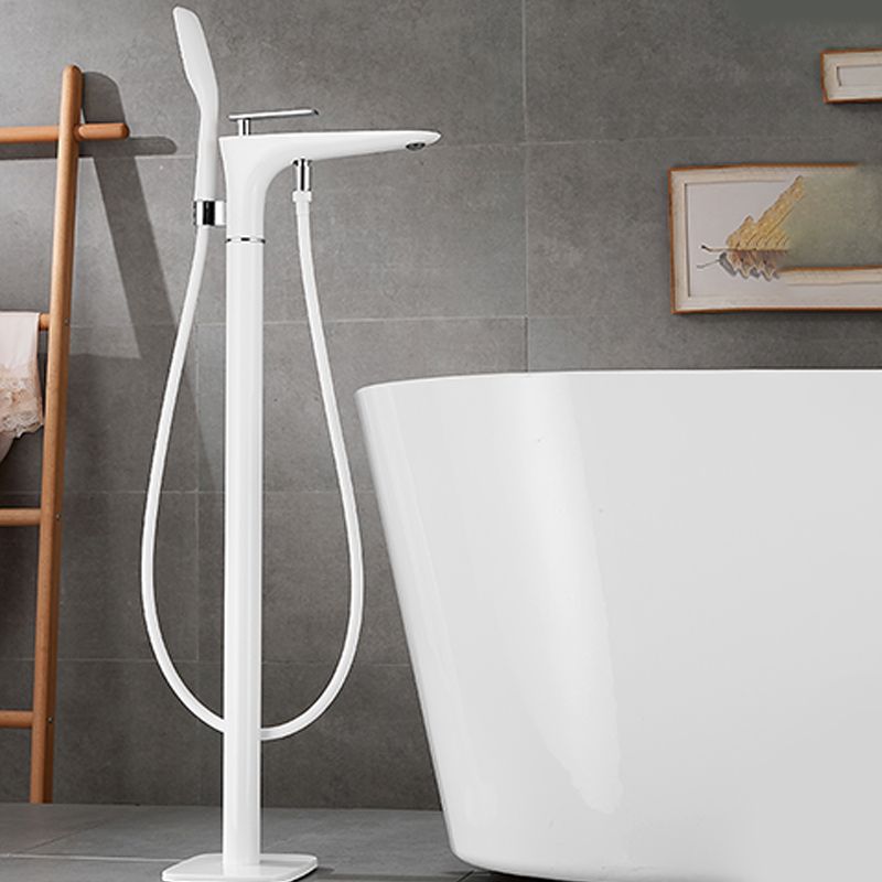 Contemporary Bathroom Faucet Floor Mounted Copper One Handle Fixed Freestanding Tub Filler Clearhalo 'Bathroom Remodel & Bathroom Fixtures' 'Bathtub Faucets' 'bathtub_faucets' 'Home Improvement' 'home_improvement' 'home_improvement_bathtub_faucets' 1200x1200_12773f44-a7de-4399-bbba-59ec04024793