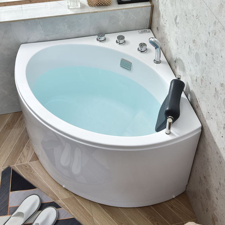 Acrylic Soaking Bathtub Antique Finish Back to Wall Corner Bath Tub Clearhalo 'Bathroom Remodel & Bathroom Fixtures' 'Bathtubs' 'Home Improvement' 'home_improvement' 'home_improvement_bathtubs' 'Showers & Bathtubs' 1200x1200_127f9431-8a72-4958-912a-832753c170fe
