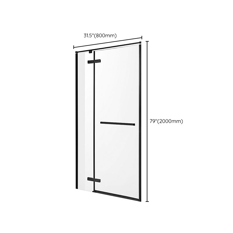 Hinged Stainless Steel Semi Frameless Shower Screen Black Narrow Edge Shower Door Clearhalo 'Bathroom Remodel & Bathroom Fixtures' 'Home Improvement' 'home_improvement' 'home_improvement_shower_tub_doors' 'Shower and Tub Doors' 'shower_tub_doors' 'Showers & Bathtubs' 1200x1200_128255bb-5af0-4c12-b95d-9dc31d341267