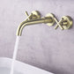 Glam Centerset Faucet Brass Cross Handles 3 Holes Wall Mounted Bathroom Faucet Clearhalo 'Bathroom Remodel & Bathroom Fixtures' 'Bathroom Sink Faucets' 'Bathroom Sinks & Faucet Components' 'bathroom_sink_faucets' 'Home Improvement' 'home_improvement' 'home_improvement_bathroom_sink_faucets' 1200x1200_128d0da0-1c55-49c1-aaaa-f7d778d65abf