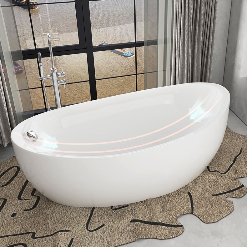 White Freestanding Bath Acrylic Soaking Oval Modern Bathtub Clearhalo 'Bathroom Remodel & Bathroom Fixtures' 'Bathtubs' 'Home Improvement' 'home_improvement' 'home_improvement_bathtubs' 'Showers & Bathtubs' 1200x1200_1291c3d0-cf88-416e-9e63-783bfe4fb4f5