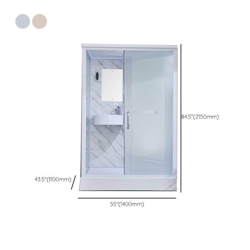 Single Sliding Tempered Glass Shower Stall Rectangle Frosted Shower Kit Clearhalo 'Bathroom Remodel & Bathroom Fixtures' 'Home Improvement' 'home_improvement' 'home_improvement_shower_stalls_enclosures' 'Shower Stalls & Enclosures' 'shower_stalls_enclosures' 'Showers & Bathtubs' 1200x1200_129579c4-8f3f-442f-ab39-72843d7ff986