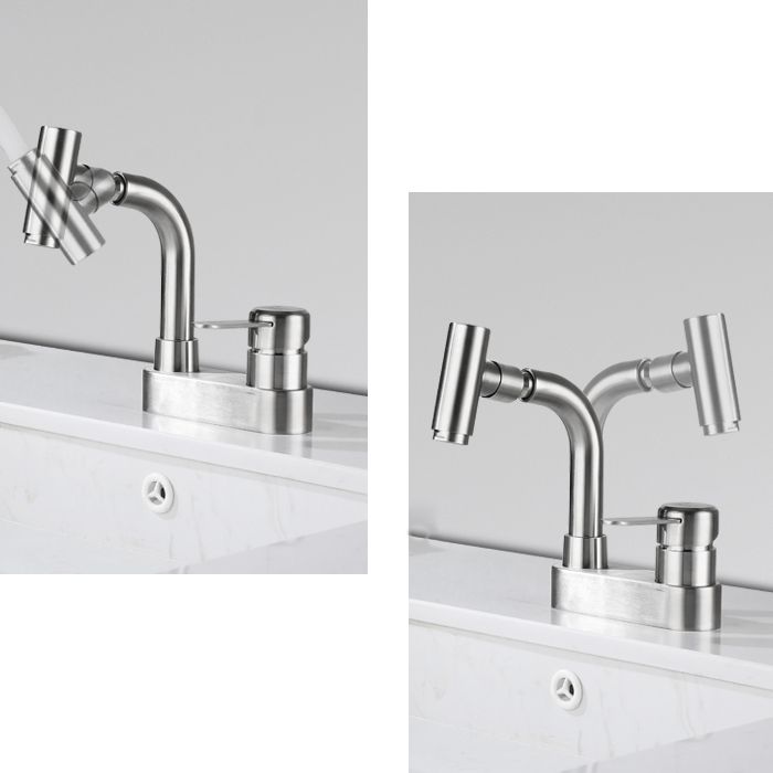Centerset Bathroom Faucet Stainless Steel Lever Handle 2 Holes Swivel Vanity Sink Faucet Clearhalo 'Bathroom Remodel & Bathroom Fixtures' 'Bathroom Sink Faucets' 'Bathroom Sinks & Faucet Components' 'bathroom_sink_faucets' 'Home Improvement' 'home_improvement' 'home_improvement_bathroom_sink_faucets' 1200x1200_12a834c0-9337-4355-be3d-d1caaddb8542