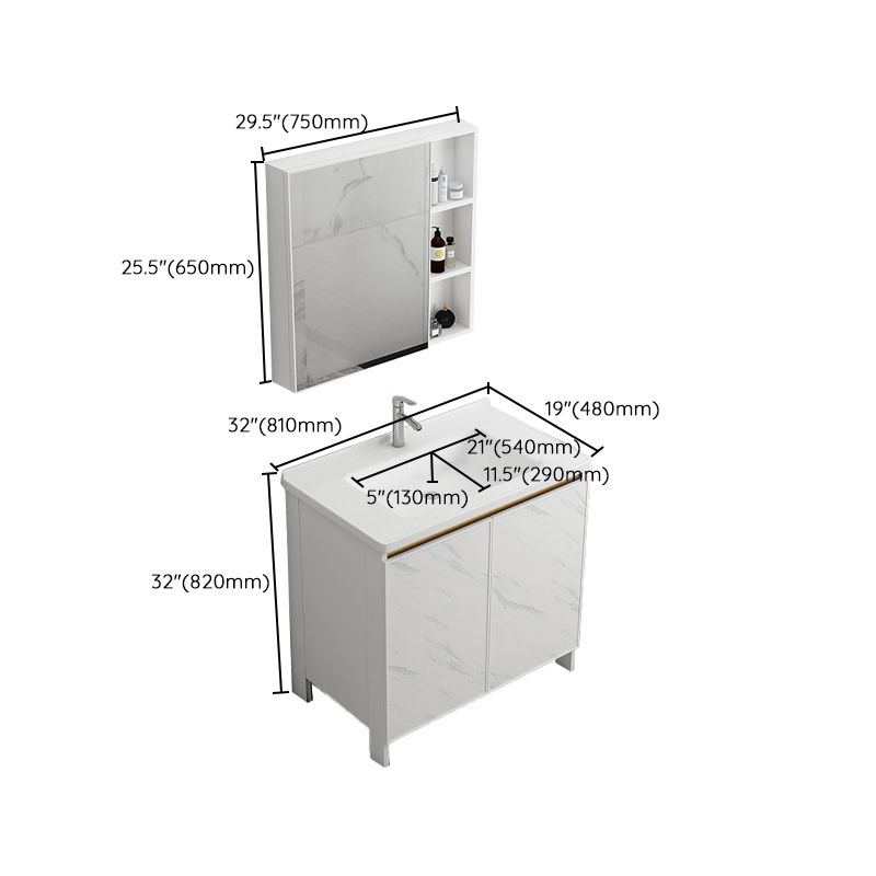 Free Standing Vanity Set White Drawer Faucet Ceramic Sink Vanity Set with Mirror Clearhalo 'Bathroom Remodel & Bathroom Fixtures' 'Bathroom Vanities' 'bathroom_vanities' 'Home Improvement' 'home_improvement' 'home_improvement_bathroom_vanities' 1200x1200_12b9be6b-715d-41a3-9235-bb8bc78be3b4