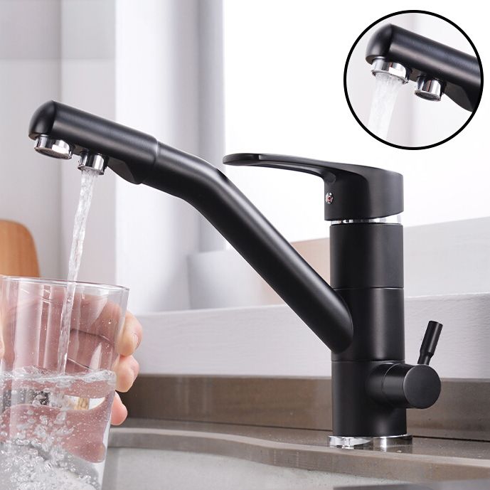 Contemporary Single Handle Kitchen Faucet Rotatable 1-Hold Bar Faucet Clearhalo 'Home Improvement' 'home_improvement' 'home_improvement_kitchen_faucets' 'Kitchen Faucets' 'Kitchen Remodel & Kitchen Fixtures' 'Kitchen Sinks & Faucet Components' 'kitchen_faucets' 1200x1200_12ca204f-ebcb-4b3d-bf53-0f16b546efa2