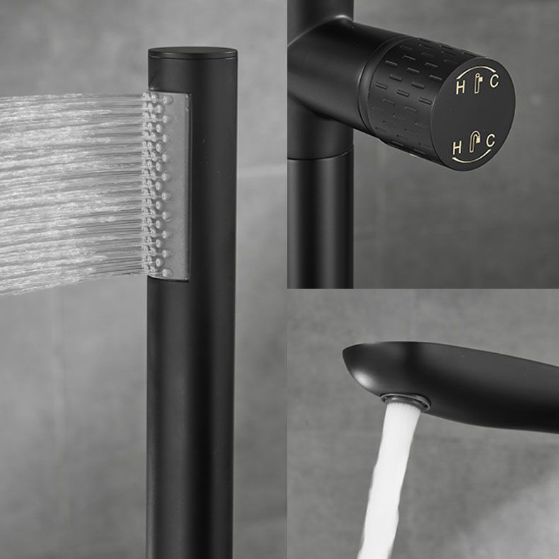 Contemporary Style Freestanding Faucet Copper Floor Mounted Freestanding Faucet Clearhalo 'Bathroom Remodel & Bathroom Fixtures' 'Bathtub Faucets' 'bathtub_faucets' 'Home Improvement' 'home_improvement' 'home_improvement_bathtub_faucets' 1200x1200_12de9b0a-ad7f-4116-8289-af54a83ab15d