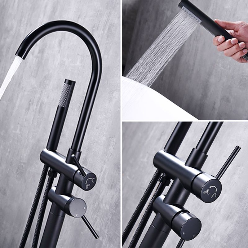 Floor Mounted Metal Freestanding Tub Filler High Arc Freestanding Faucet with Hose Clearhalo 'Bathroom Remodel & Bathroom Fixtures' 'Bathtub Faucets' 'bathtub_faucets' 'Home Improvement' 'home_improvement' 'home_improvement_bathtub_faucets' 1200x1200_12e0b42d-95f3-467b-ab59-40e1126a9e22