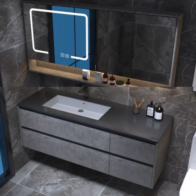 Modern Bathroom Sink Vanity Limestone with Mirror and 4 Drawers Bathroom Vanity Set Clearhalo 'Bathroom Remodel & Bathroom Fixtures' 'Bathroom Vanities' 'bathroom_vanities' 'Home Improvement' 'home_improvement' 'home_improvement_bathroom_vanities' 1200x1200_12f79447-e902-4024-9906-b4c107214eb9