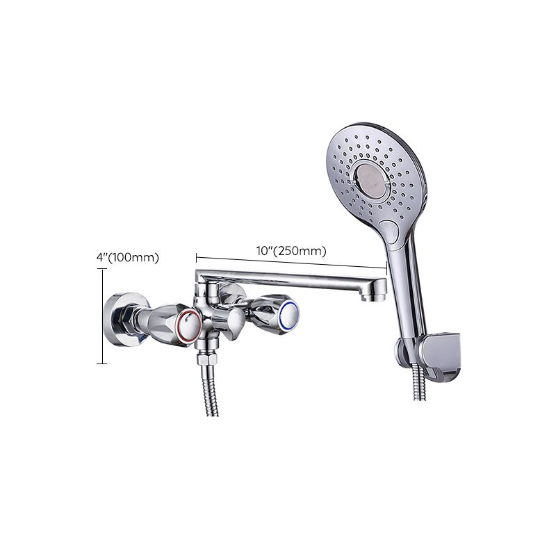 Contemporary Tub Faucet Trim Chrome Wall Mounted Swivel Spout with Handheld Shower Clearhalo 'Bathroom Remodel & Bathroom Fixtures' 'Bathtub Faucets' 'bathtub_faucets' 'Home Improvement' 'home_improvement' 'home_improvement_bathtub_faucets' 1200x1200_130df2d5-7734-4984-b9b7-4b356786e5f0