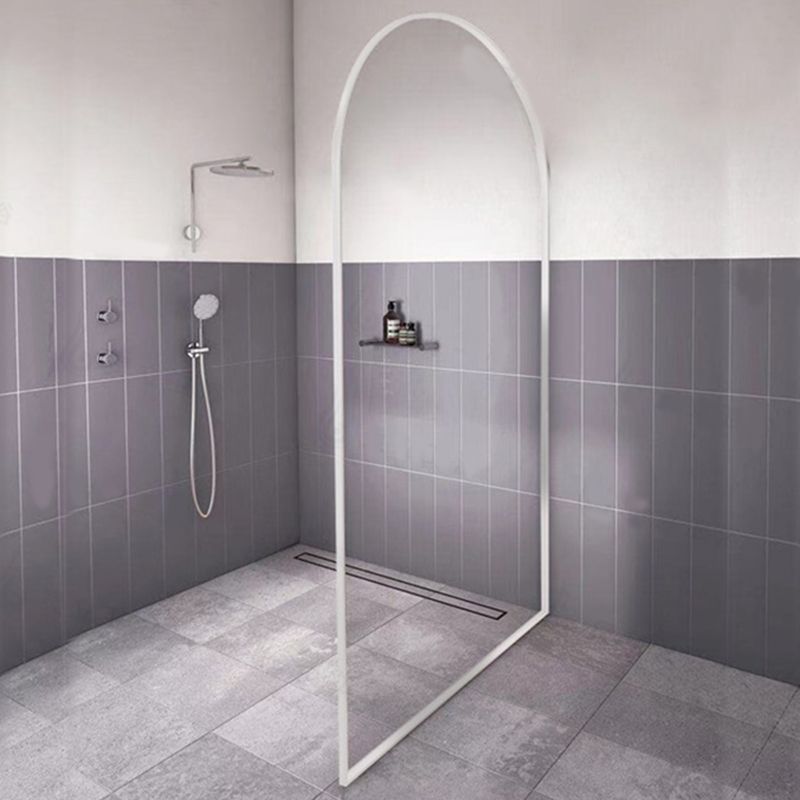 White Shower Door Frame Single Fixed Frosted Tempered Shower Bath Door Clearhalo 'Bathroom Remodel & Bathroom Fixtures' 'Home Improvement' 'home_improvement' 'home_improvement_shower_tub_doors' 'Shower and Tub Doors' 'shower_tub_doors' 'Showers & Bathtubs' 1200x1200_1315ef14-7b84-4732-b52d-dffe87e13b09