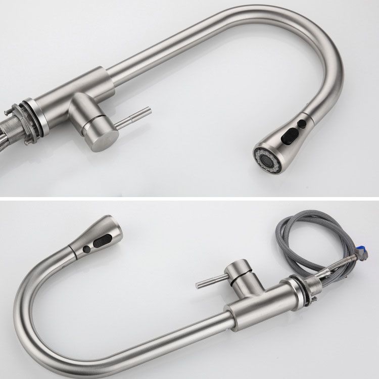 High Arch Standard Kitchen Faucet Lead Free Swivel Spout with Pull Out Sprayer Clearhalo 'Home Improvement' 'home_improvement' 'home_improvement_kitchen_faucets' 'Kitchen Faucets' 'Kitchen Remodel & Kitchen Fixtures' 'Kitchen Sinks & Faucet Components' 'kitchen_faucets' 1200x1200_1316a781-8653-4de5-a4f6-b437692f1279