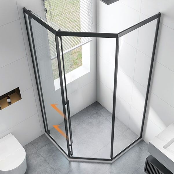 Full Frame Single Sliding Shower Door Clear Glass Shower Door Clearhalo 'Bathroom Remodel & Bathroom Fixtures' 'Home Improvement' 'home_improvement' 'home_improvement_shower_tub_doors' 'Shower and Tub Doors' 'shower_tub_doors' 'Showers & Bathtubs' 1200x1200_1321d245-a759-4b5f-8d21-38b6ee242607