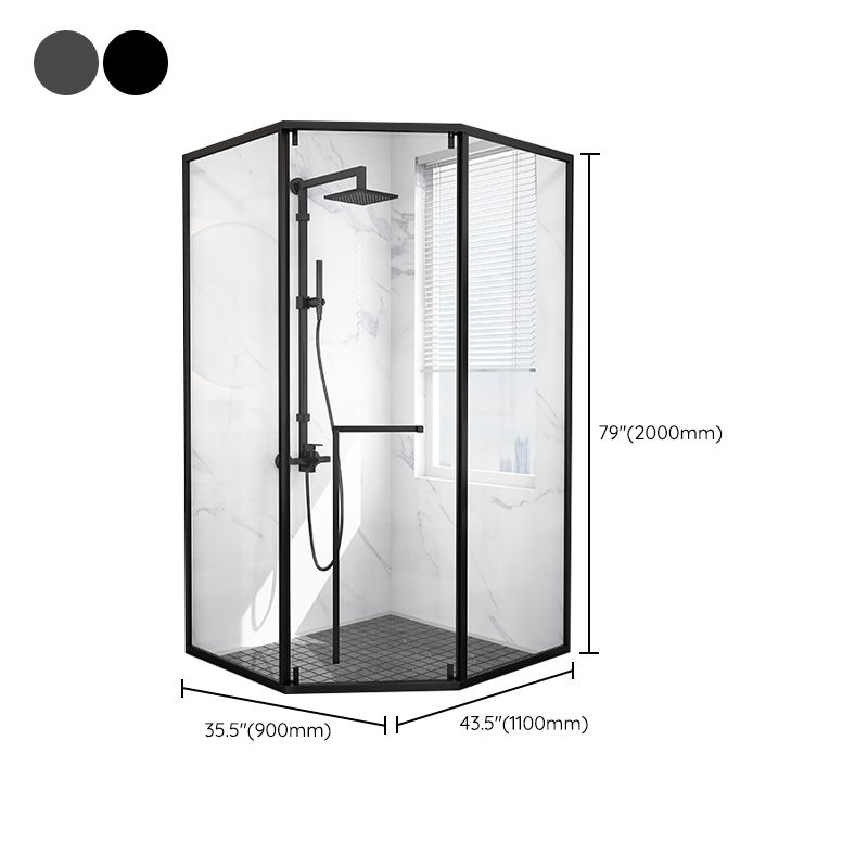Modern Shower Enclosure Tempered Glass Corner with Door Handle Shower Stall Clearhalo 'Bathroom Remodel & Bathroom Fixtures' 'Home Improvement' 'home_improvement' 'home_improvement_shower_stalls_enclosures' 'Shower Stalls & Enclosures' 'shower_stalls_enclosures' 'Showers & Bathtubs' 1200x1200_132bf8a9-6699-4156-addc-eec75af69a3b