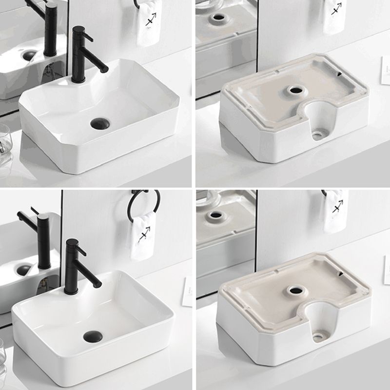 Contemporary Bathroom Sink Porcelain Solid Color Rectangular Vessel Bathroom Sink Clearhalo 'Bathroom Remodel & Bathroom Fixtures' 'Bathroom Sinks & Faucet Components' 'Bathroom Sinks' 'bathroom_sink' 'Home Improvement' 'home_improvement' 'home_improvement_bathroom_sink' 1200x1200_13423a59-a524-46f4-82c4-fba0db01d7c7