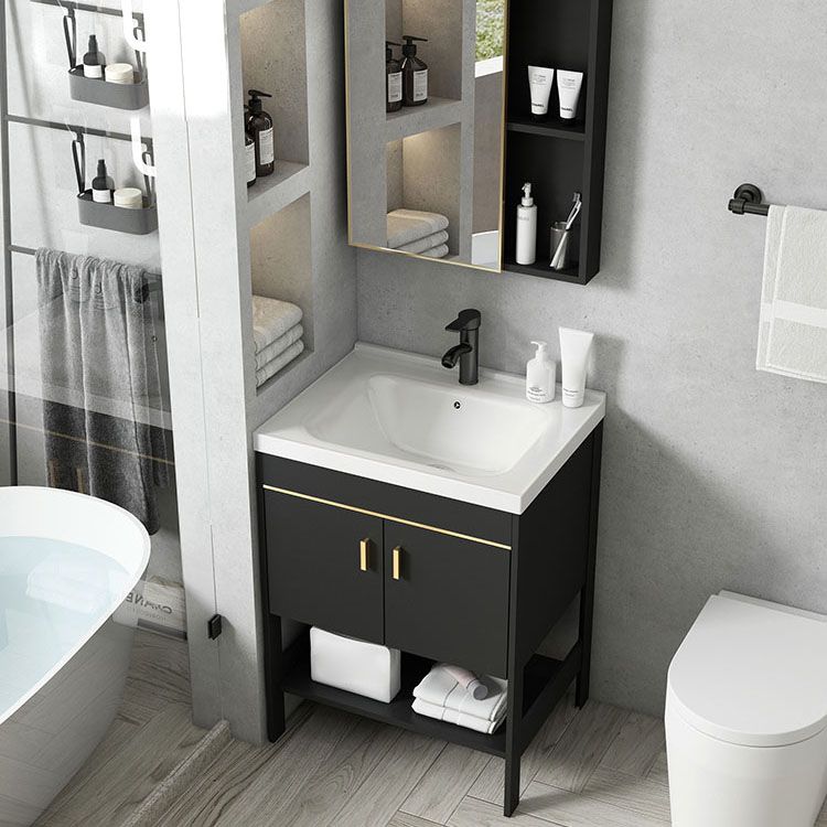 Freestanding Metal Mirror Included Sink Vanity with Sink for Bathroom Clearhalo 'Bathroom Remodel & Bathroom Fixtures' 'Bathroom Vanities' 'bathroom_vanities' 'Home Improvement' 'home_improvement' 'home_improvement_bathroom_vanities' 1200x1200_1367d576-21aa-447a-bbc0-c006453cac83
