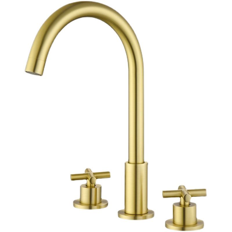 Luxury Lavatory Faucet 3 Holes Knob Handle Gooseneck Vanity Sink Faucet Clearhalo 'Bathroom Remodel & Bathroom Fixtures' 'Bathroom Sink Faucets' 'Bathroom Sinks & Faucet Components' 'bathroom_sink_faucets' 'Home Improvement' 'home_improvement' 'home_improvement_bathroom_sink_faucets' 1200x1200_1369f314-343c-4548-aa14-0e1a6d3c53bd