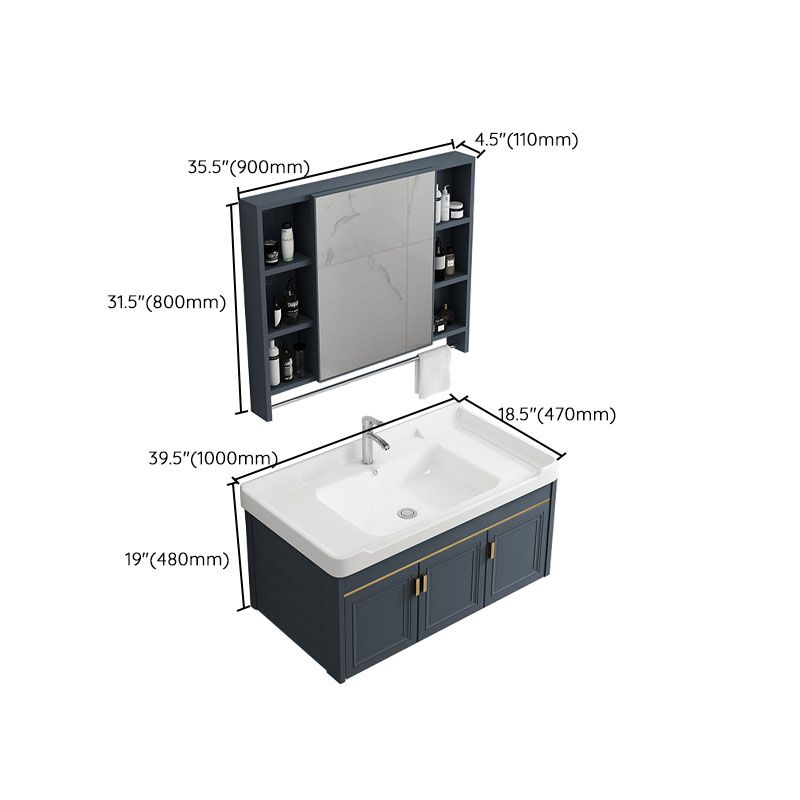 Modern Metal Blue Wall Mount Sink Vanity Faucet Included for Bathroom Clearhalo 'Bathroom Remodel & Bathroom Fixtures' 'Bathroom Vanities' 'bathroom_vanities' 'Home Improvement' 'home_improvement' 'home_improvement_bathroom_vanities' 1200x1200_13899cf3-87ba-40d9-9b97-269e774dca03