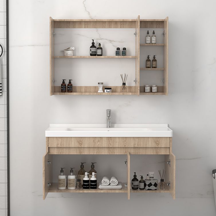 Mid Century Modern Sink Vanity Wood Wall Mount Faucet Included Bathroom Vanity Clearhalo 'Bathroom Remodel & Bathroom Fixtures' 'Bathroom Vanities' 'bathroom_vanities' 'Home Improvement' 'home_improvement' 'home_improvement_bathroom_vanities' 1200x1200_139a1485-338a-4720-bec4-48eb46340f1a