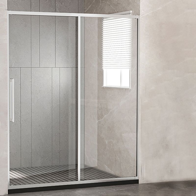 One-shaped Sliding Shower Bath Door Transparent Tempered Glass Shower Door Clearhalo 'Bathroom Remodel & Bathroom Fixtures' 'Home Improvement' 'home_improvement' 'home_improvement_shower_tub_doors' 'Shower and Tub Doors' 'shower_tub_doors' 'Showers & Bathtubs' 1200x1200_13a643d9-afcb-43c5-a26a-14150d96d081