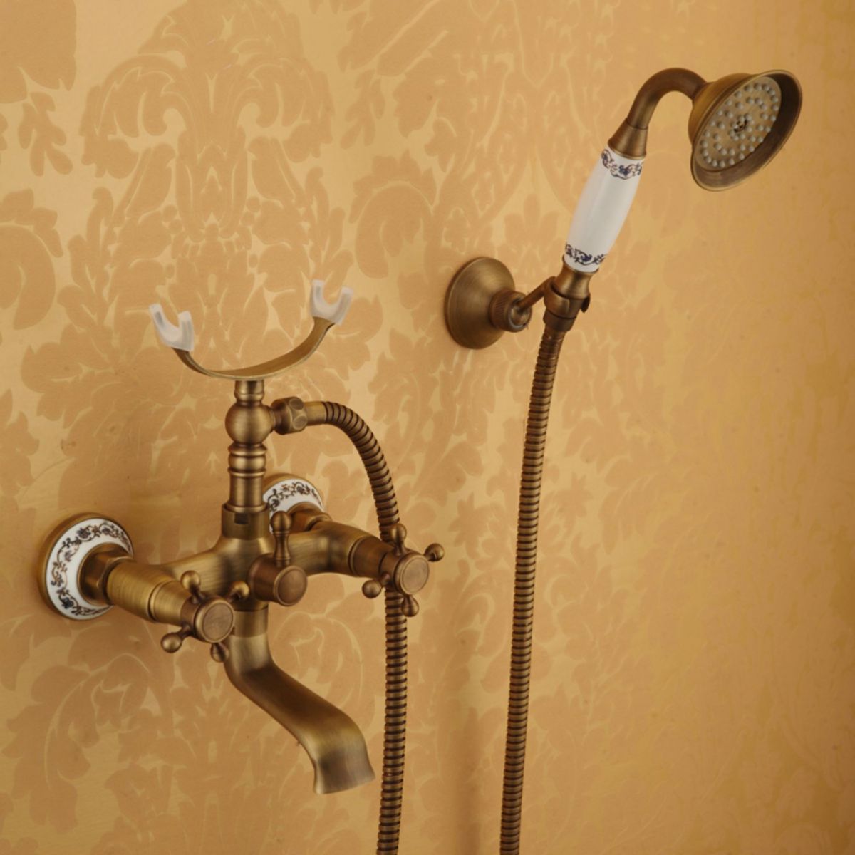 Traditional Floor Mounted Metal Freestanding Tub Filler Double Handles Bathtub Faucet Clearhalo 'Bathroom Remodel & Bathroom Fixtures' 'Bathtub Faucets' 'bathtub_faucets' 'Home Improvement' 'home_improvement' 'home_improvement_bathtub_faucets' 1200x1200_13ba9ed6-a6ed-4516-9b29-66884faad8b1