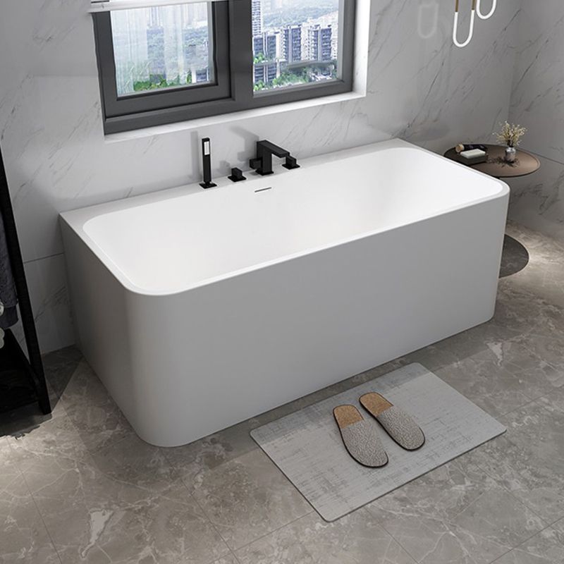 White Stone Rectangular Bath Tub Soaking Stand Alone Tub with Drain and Overflow Trim Clearhalo 'Bathroom Remodel & Bathroom Fixtures' 'Bathtubs' 'Home Improvement' 'home_improvement' 'home_improvement_bathtubs' 'Showers & Bathtubs' 1200x1200_13ea6494-774d-470e-8384-d1843c24a37f