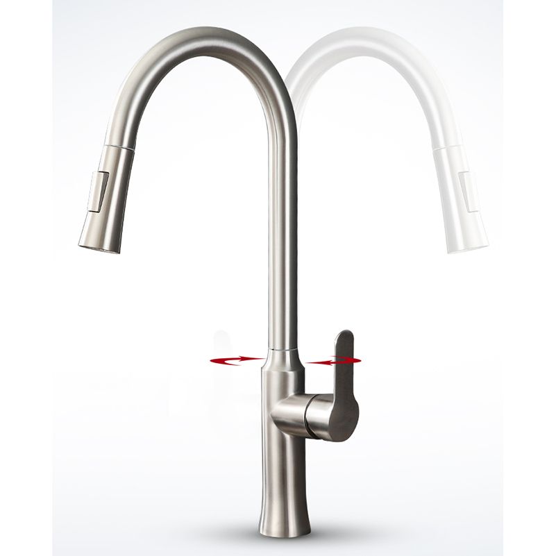 Contemporary Kitchen Faucet High Arch No Sensor with Pull Down Sprayer Clearhalo 'Home Improvement' 'home_improvement' 'home_improvement_kitchen_faucets' 'Kitchen Faucets' 'Kitchen Remodel & Kitchen Fixtures' 'Kitchen Sinks & Faucet Components' 'kitchen_faucets' 1200x1200_13f5b6a5-351f-4a9f-b470-d4b604833ead