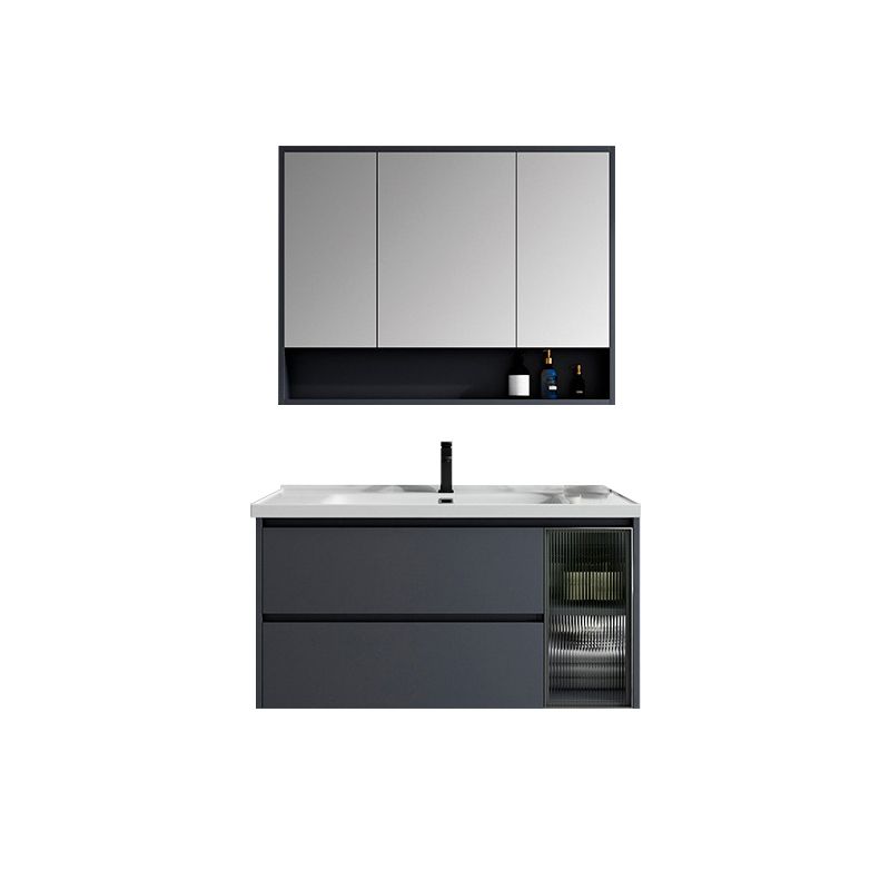 2 Drawers Vanity Mirror Single Sink Wall Mount Rectangle Bathroom Vanity with Door Clearhalo 'Bathroom Remodel & Bathroom Fixtures' 'Bathroom Vanities' 'bathroom_vanities' 'Home Improvement' 'home_improvement' 'home_improvement_bathroom_vanities' 1200x1200_13f9f824-d948-4001-9428-4c5a2ef7a2b4