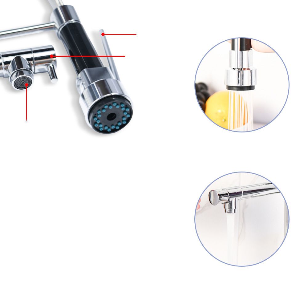 Modern Kitchen Faucet Spring Spout 1-Hole Bar Faucet in Silver Clearhalo 'Home Improvement' 'home_improvement' 'home_improvement_kitchen_faucets' 'Kitchen Faucets' 'Kitchen Remodel & Kitchen Fixtures' 'Kitchen Sinks & Faucet Components' 'kitchen_faucets' 1200x1200_13ffd734-9eac-427b-9898-40fa82669520