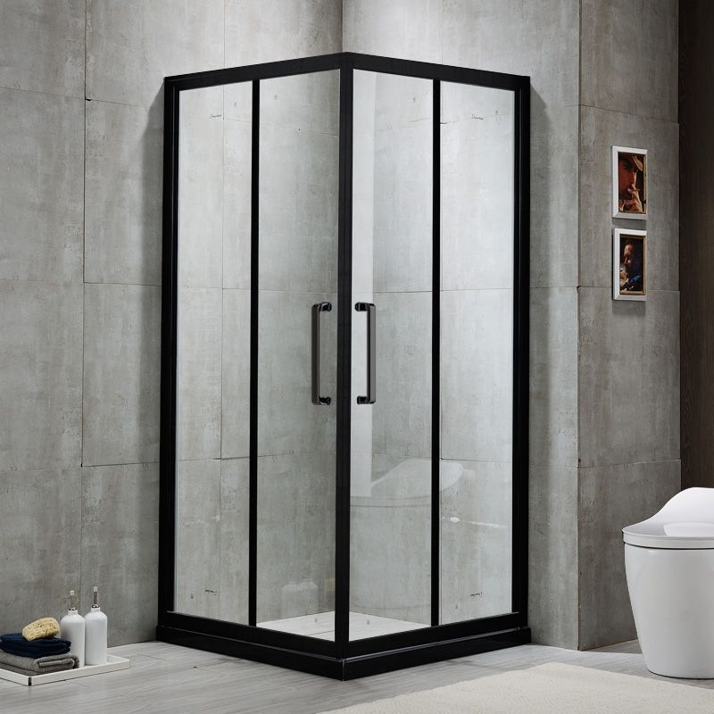 Double Sliding Shower Kit Home Corner Framed Tempered Glass Shower Kit Clearhalo 'Bathroom Remodel & Bathroom Fixtures' 'Home Improvement' 'home_improvement' 'home_improvement_shower_stalls_enclosures' 'Shower Stalls & Enclosures' 'shower_stalls_enclosures' 'Showers & Bathtubs' 1200x1200_141da7b4-588b-45fd-bf3d-9bb2c48791e3