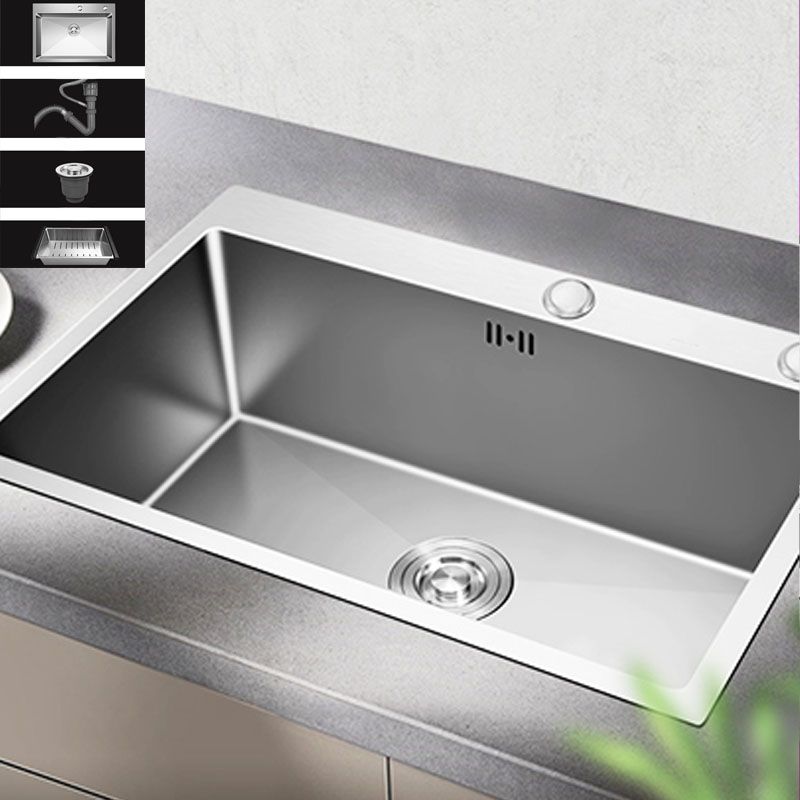 Contemporary Style Kitchen Sink Stainless Steel Kitchen Sink with Drain Strainer Kit Clearhalo 'Home Improvement' 'home_improvement' 'home_improvement_kitchen_sinks' 'Kitchen Remodel & Kitchen Fixtures' 'Kitchen Sinks & Faucet Components' 'Kitchen Sinks' 'kitchen_sinks' 1200x1200_14413384-31cc-4cdf-b144-c53fd9666735