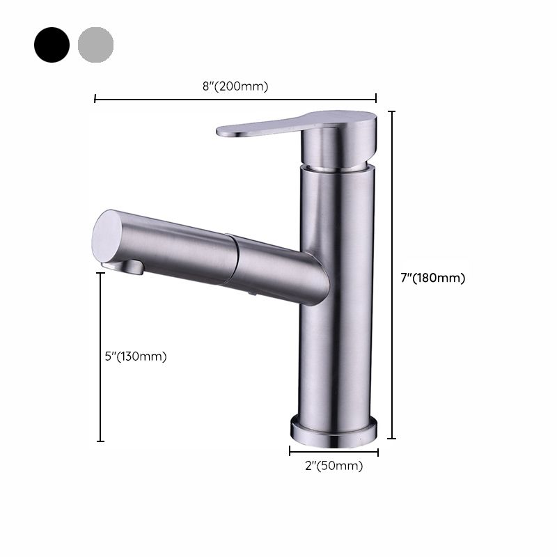 Pull-out Faucet Contemporary Single Handle Faucet with Swivel Spout Clearhalo 'Bathroom Remodel & Bathroom Fixtures' 'Bathroom Sink Faucets' 'Bathroom Sinks & Faucet Components' 'bathroom_sink_faucets' 'Home Improvement' 'home_improvement' 'home_improvement_bathroom_sink_faucets' 1200x1200_1450f2dc-132d-4ebb-aa13-3b420403eeed