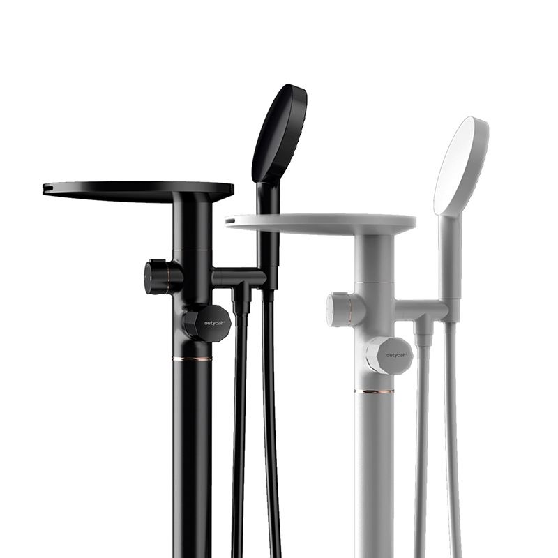 Floor Mounted Copper Freestanding Tub Filler Freestanding Round Tub Filler Trim Clearhalo 'Bathroom Remodel & Bathroom Fixtures' 'Bathtub Faucets' 'bathtub_faucets' 'Home Improvement' 'home_improvement' 'home_improvement_bathtub_faucets' 1200x1200_146927c3-63b0-4b79-a5a5-3975b6d14a1e