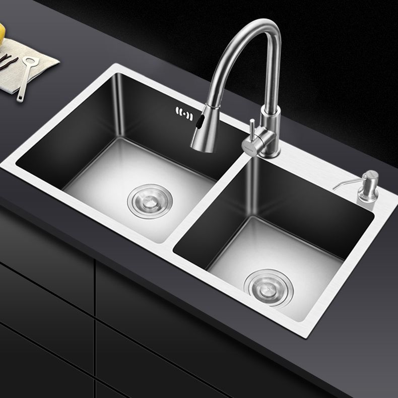 Modern Style Kitchen Sink Drop-In Kitchen Double Sink with Soundproofing Clearhalo 'Home Improvement' 'home_improvement' 'home_improvement_kitchen_sinks' 'Kitchen Remodel & Kitchen Fixtures' 'Kitchen Sinks & Faucet Components' 'Kitchen Sinks' 'kitchen_sinks' 1200x1200_146a725b-60d2-4c7f-9af3-16883f32dfda