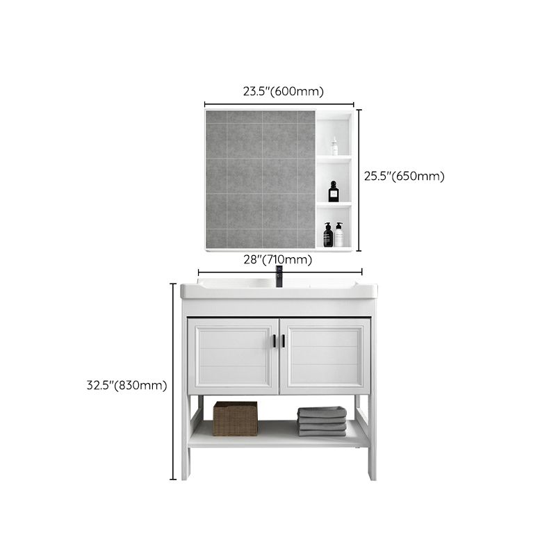 Modern Single Bath Vanity Freestanding White Metal Base Sink Vanity Clearhalo 'Bathroom Remodel & Bathroom Fixtures' 'Bathroom Vanities' 'bathroom_vanities' 'Home Improvement' 'home_improvement' 'home_improvement_bathroom_vanities' 1200x1200_1484e905-b5ac-4def-87ae-da9a31fcfe09