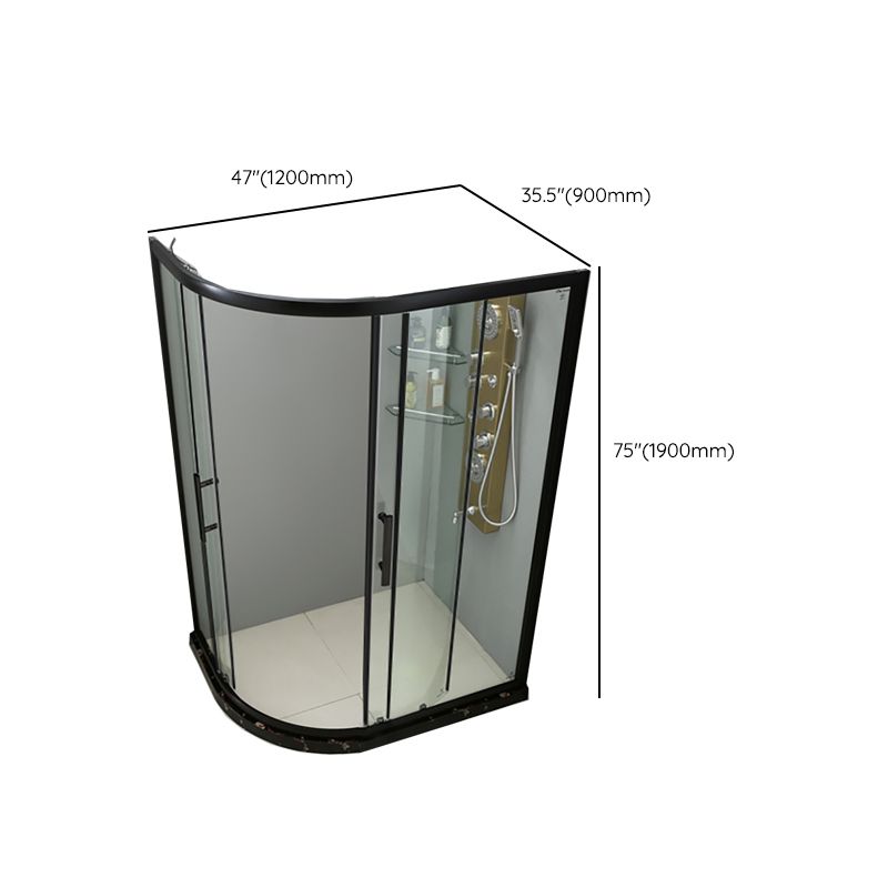 Black Framed Shower Stall Easy Clean Glass Shower Kit with Fixed Panel Clearhalo 'Bathroom Remodel & Bathroom Fixtures' 'Home Improvement' 'home_improvement' 'home_improvement_shower_stalls_enclosures' 'Shower Stalls & Enclosures' 'shower_stalls_enclosures' 'Showers & Bathtubs' 1200x1200_1495d28d-7418-4f55-864c-336712287cfd