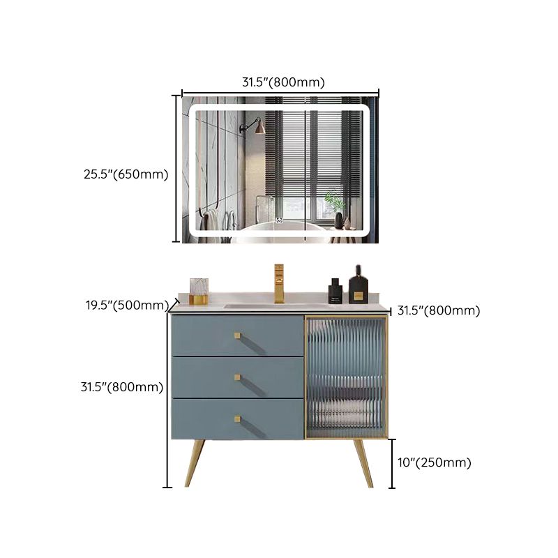 Freestanding Bathroom Vanity Blue Wood Frame Single Sink Rectangular Vanity with 3 Drawers Clearhalo 'Bathroom Remodel & Bathroom Fixtures' 'Bathroom Vanities' 'bathroom_vanities' 'Home Improvement' 'home_improvement' 'home_improvement_bathroom_vanities' 1200x1200_149be358-dbf9-45ff-9e11-fbe9faf439b0