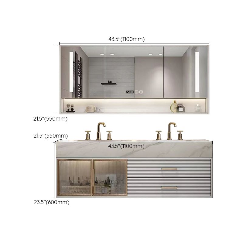 Modern Wall-Mounted Vanity Sink Bathroom Vanity Cabinet with Mirror Cabinet Clearhalo 'Bathroom Remodel & Bathroom Fixtures' 'Bathroom Vanities' 'bathroom_vanities' 'Home Improvement' 'home_improvement' 'home_improvement_bathroom_vanities' 1200x1200_14c75149-54d6-47ad-be48-7211e2d75d7d