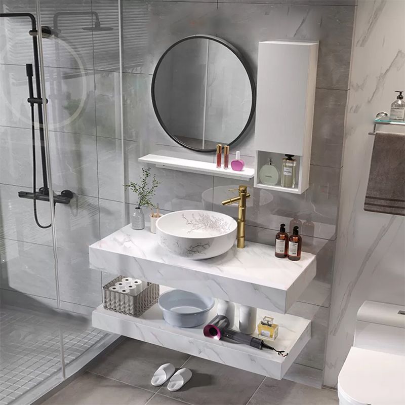 Contemporary Vanity Sink Wall-Mounted Bathroom Vanity Cabinet with Mirror Clearhalo 'Bathroom Remodel & Bathroom Fixtures' 'Bathroom Vanities' 'bathroom_vanities' 'Home Improvement' 'home_improvement' 'home_improvement_bathroom_vanities' 1200x1200_14eba4af-8050-46c6-817b-e83ddd5bac2b