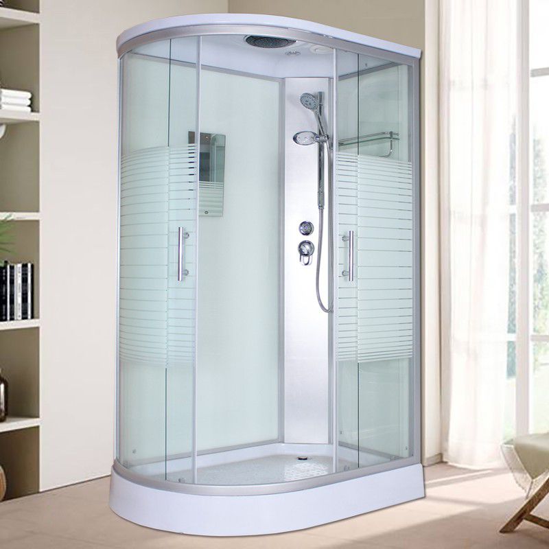 Corner Tempered Glass Shower Stall Home Round Double Sliding Shower Stall Clearhalo 'Bathroom Remodel & Bathroom Fixtures' 'Home Improvement' 'home_improvement' 'home_improvement_shower_stalls_enclosures' 'Shower Stalls & Enclosures' 'shower_stalls_enclosures' 'Showers & Bathtubs' 1200x1200_14f1261e-a653-43d5-928b-c271586aa803