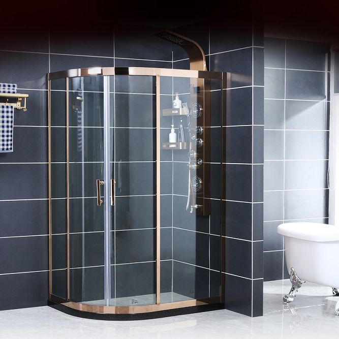 Neo-round Stainless Steel Shower Enclosure with Double Door Handles Clearhalo 'Bathroom Remodel & Bathroom Fixtures' 'Home Improvement' 'home_improvement' 'home_improvement_shower_stalls_enclosures' 'Shower Stalls & Enclosures' 'shower_stalls_enclosures' 'Showers & Bathtubs' 1200x1200_14f67c2d-abeb-4012-a14c-c769fc1cc7ff
