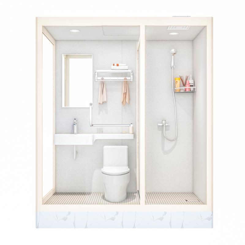 Linear Sliding Shower Enclosure Metal Framed Shower Enclosure in White Clearhalo 'Bathroom Remodel & Bathroom Fixtures' 'Home Improvement' 'home_improvement' 'home_improvement_shower_stalls_enclosures' 'Shower Stalls & Enclosures' 'shower_stalls_enclosures' 'Showers & Bathtubs' 1200x1200_15044a6e-6615-4e1b-85d3-e15cc003189a