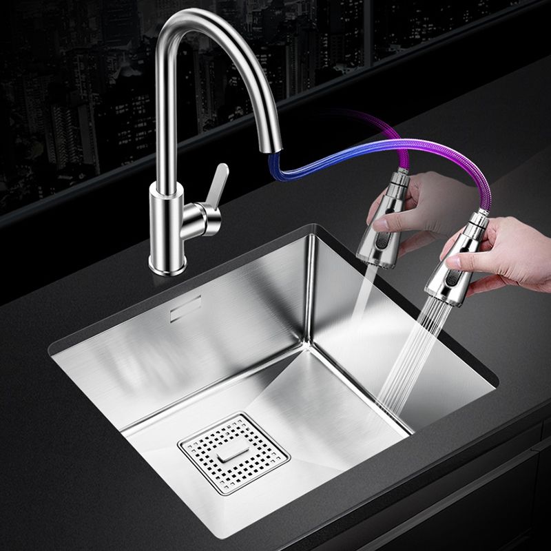 Rectangle Single Bowl Kitchen Sink Stainless Steel Sink with Drain Strainer Kit Clearhalo 'Home Improvement' 'home_improvement' 'home_improvement_kitchen_sinks' 'Kitchen Remodel & Kitchen Fixtures' 'Kitchen Sinks & Faucet Components' 'Kitchen Sinks' 'kitchen_sinks' 1200x1200_150614c3-fff3-4b83-b40f-c6568e80f1f8